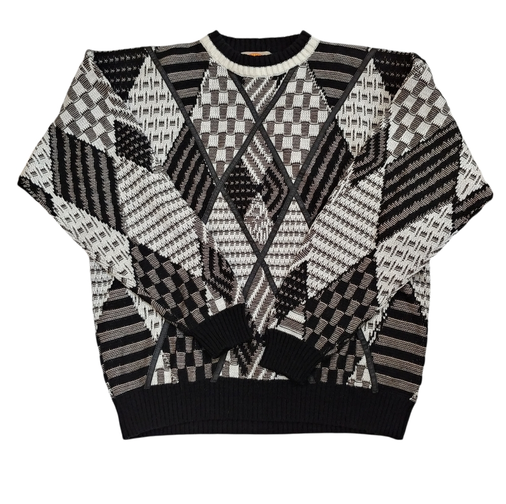 Vintage Brad Richards geometric pullover knit grandpa 80s 90s sweater X-Large
